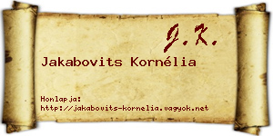 Jakabovits Kornélia névjegykártya